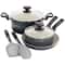 Spice by Tia Mowry Savory Saffron Gray 7 Piece Ceramic Nonstick Aluminum Cookware Set with Nylon Utensils